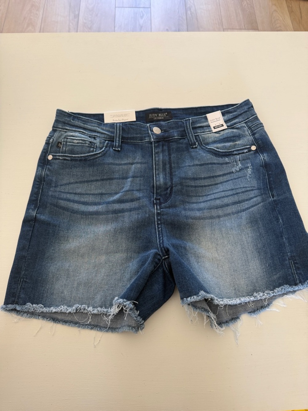 Judy Blue Medium Wash Frayed Hem Denim Shorts